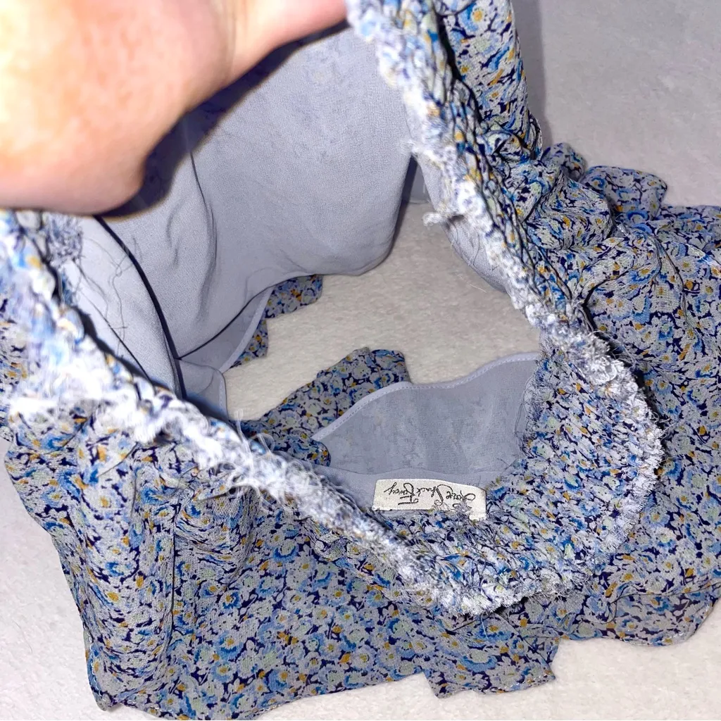 Women’s Loveshackfancy Blue Floral Ruffle Mini Skirt size Small - Image 8