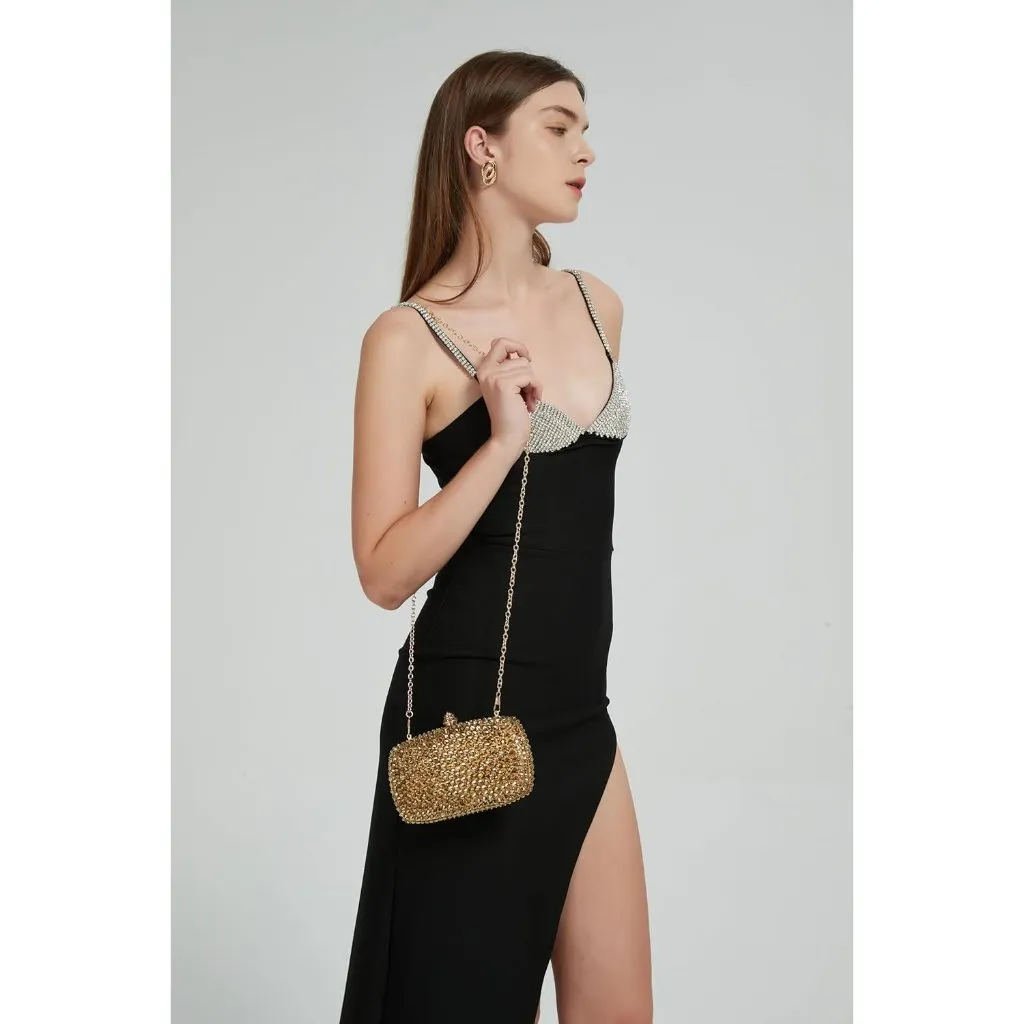 ⚡ Women's Gold Rhinestone Diamond Glitter Shining Evening Crossbody Bag - Image 5