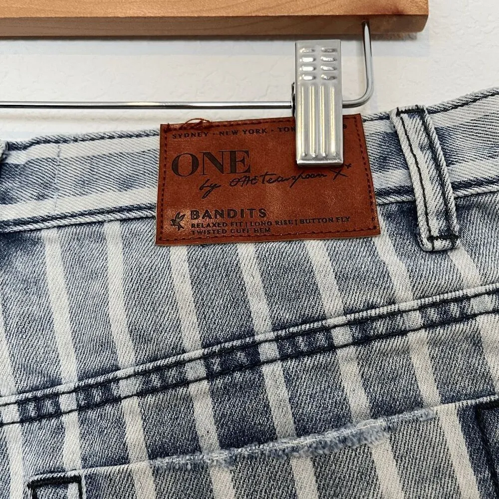 Striped Denim Bandits Low Waist Jean Shorts Women's Size 26 - Image 5