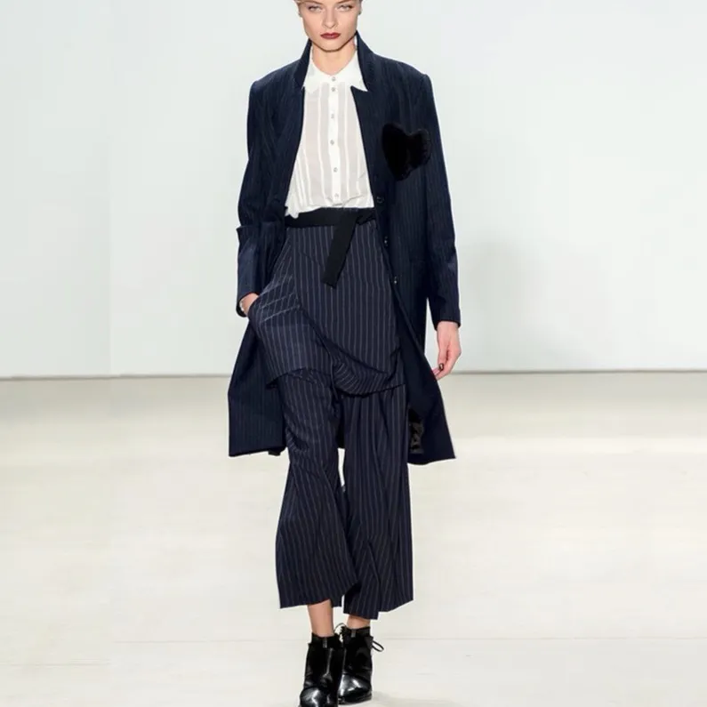 NEW Marissa Webb Jacob Pinstripe Heart Overcoat Blue - Image 2