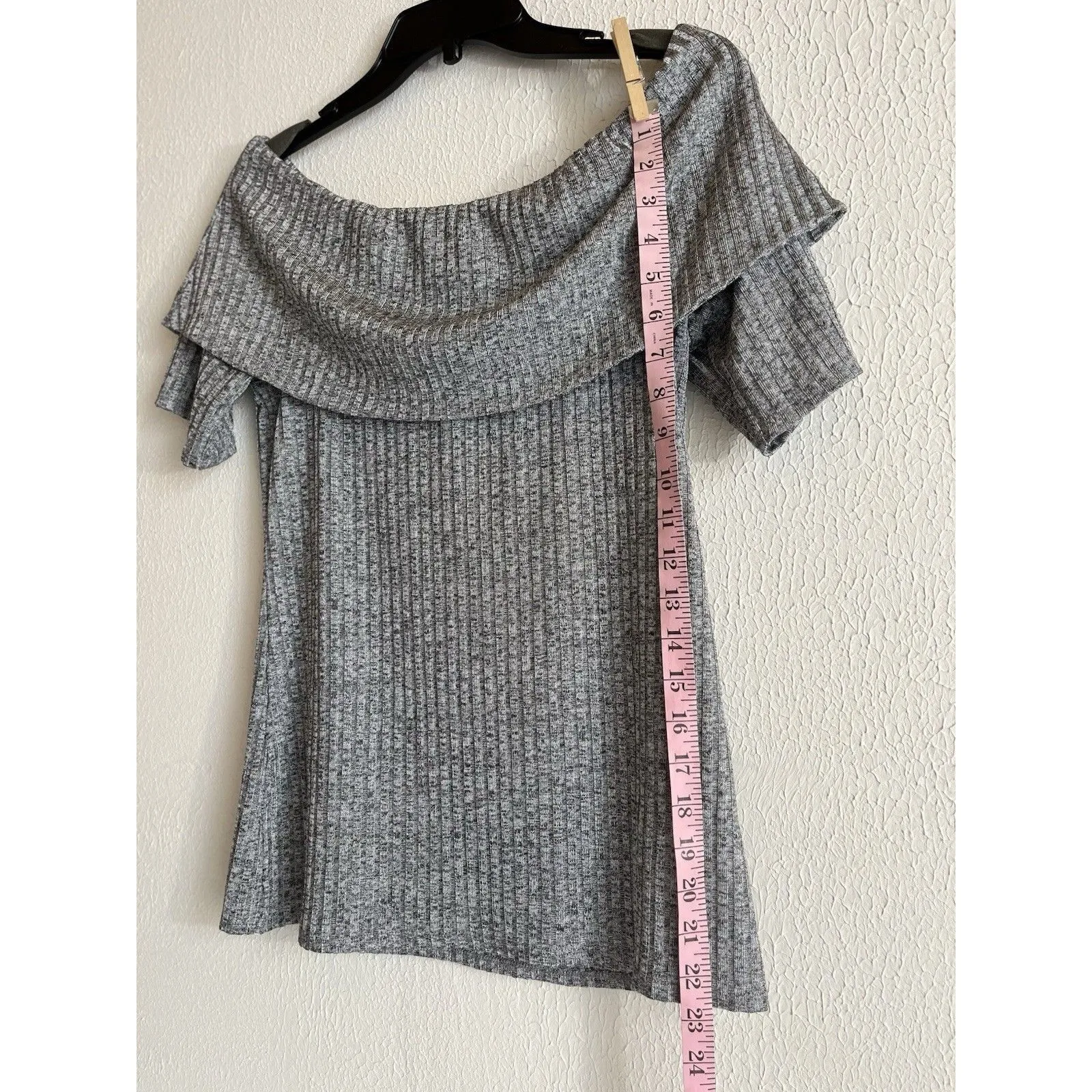 Juicy Couture Women’s Large Off The Shoulder Top Y2K Trendy Shirts Grey Stretch - Image 3