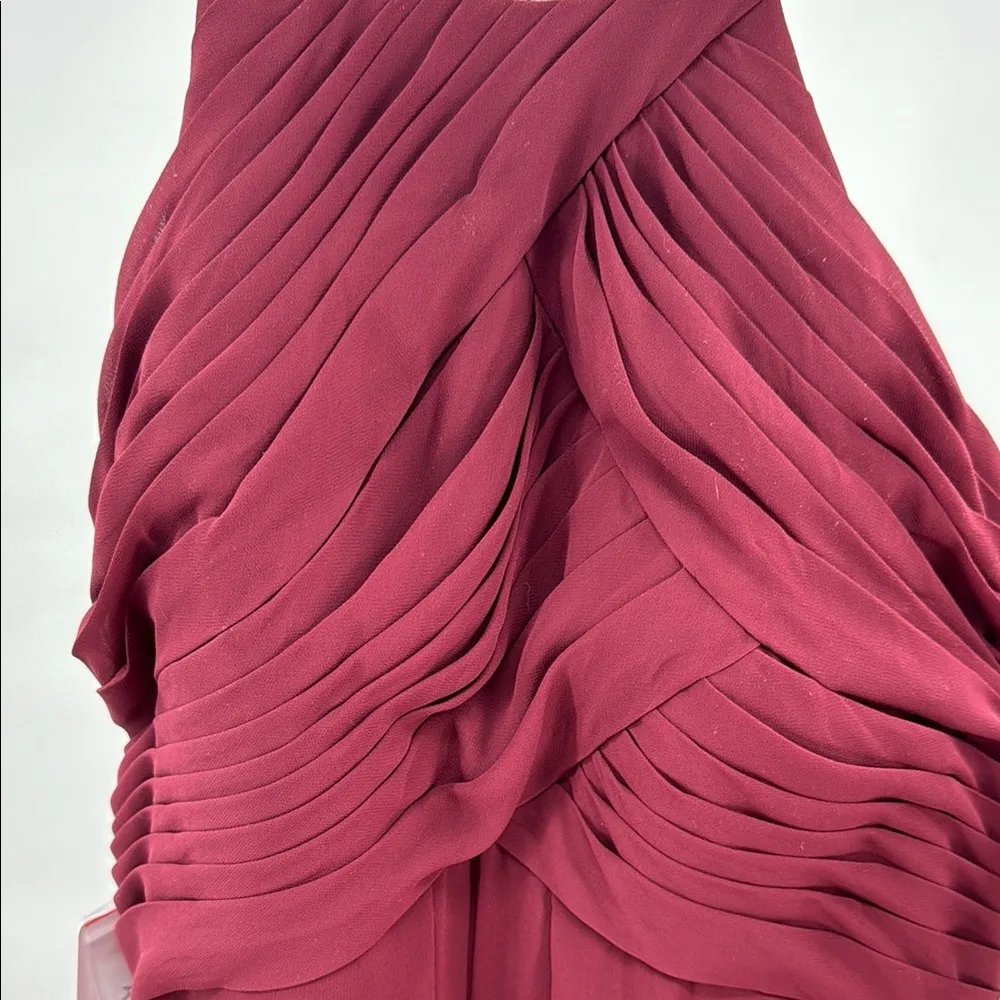 Ginger Azazie Cabernet A-Line Halter Pleated Chiffon Dress custom bridesmaid - Image 6