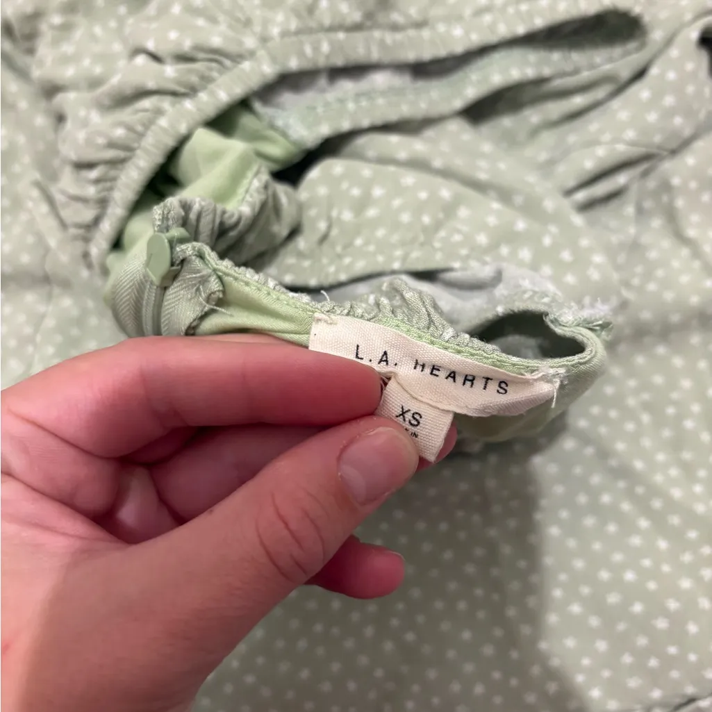 La Hearts Mint Green Dress with White Dots - Image 2