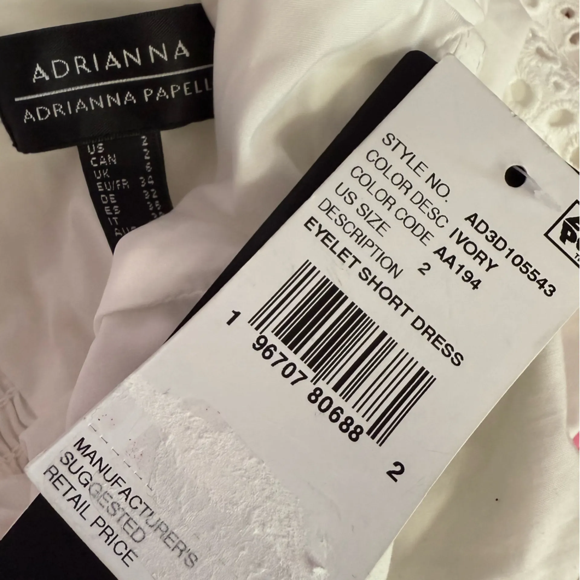 Adrianna by Adrianna Papell Women's Eyelet Puff-Sleeve Fit & Flare Dress Sz 2 - Image 6