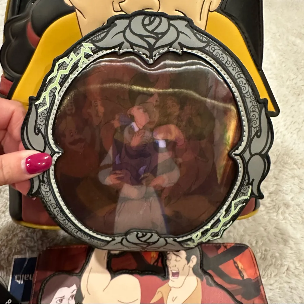 NWT loungefly disney beauty and the beast gaston backpack and wallet - Image 2