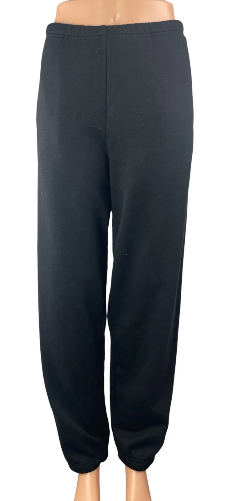 Skims Women's Black High Rise Loose Fit Lounge Straight Jogger Trousers Pants L - Image 1