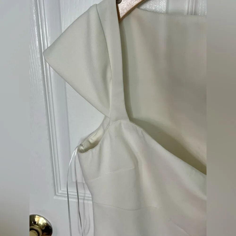 Likely White Cap Sleeve Thigh Slit Sweetheart Neck Midi Rosalia Dress 14 - Image 5