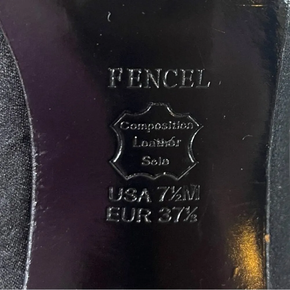 Nina Pump 3 1/2” Heel Black Satin Ruffle Peep Toe Closed Back Women’s Size 7.5M - Image 9