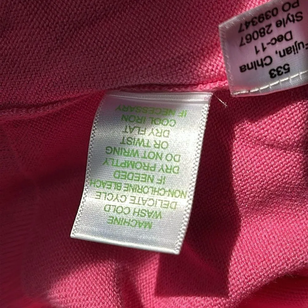 Lilly Pulitzer Pink Button-Up Cropped Cardigan Sweater Small - Image 7