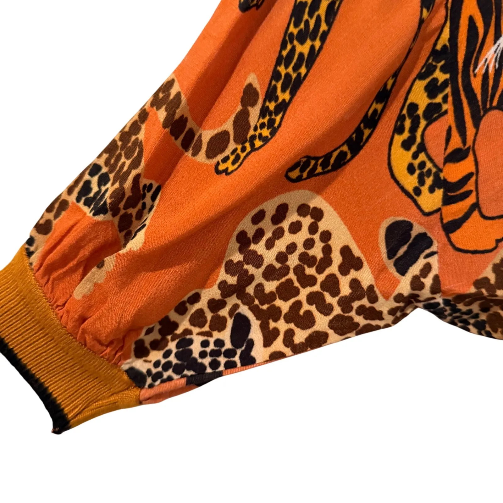Anthropologie Zaniya Menagerie Animal Print Top Women's XS Orange Boho Hippie - Image 7
