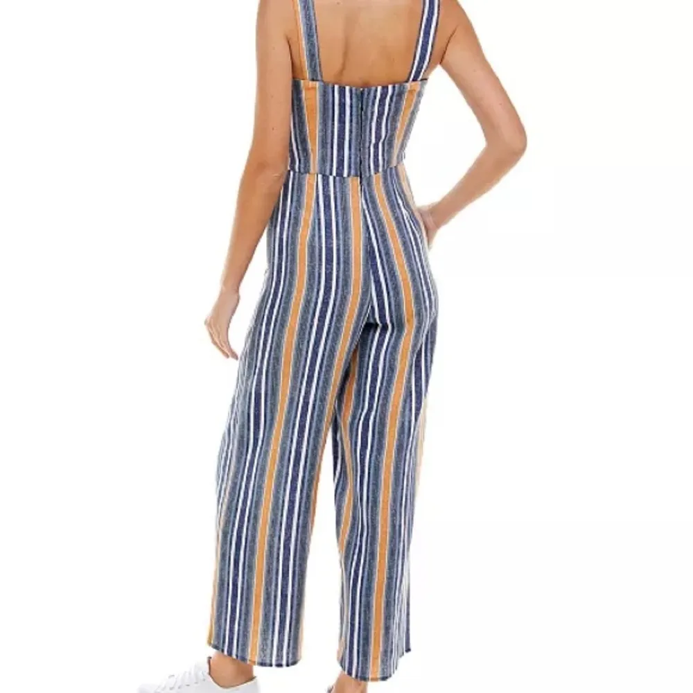Macy’s Fishbowl Junior’s Button Trim Striped Jumpsuit - Image 2
