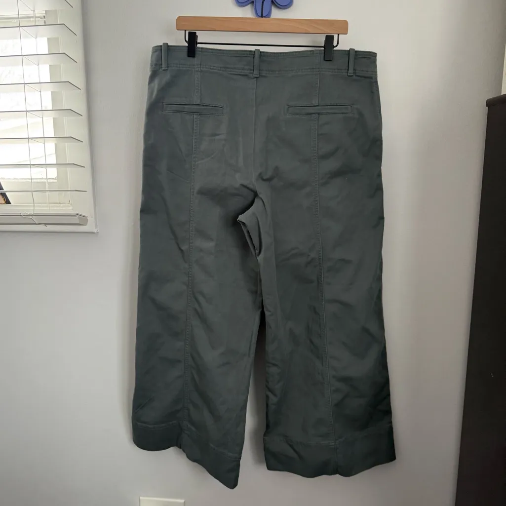 Loft 16 NEW Wide Leg Ankle High Waist Pants Seafoam Cotton Casual Spring - Image 2