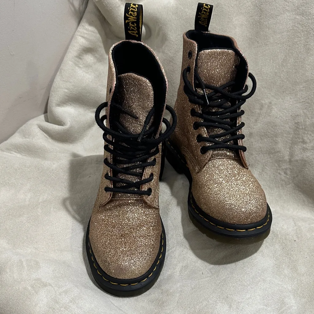 Dr. Martens  1460 Pascal Glitter Gold Combat Boots Us7 - Image 15