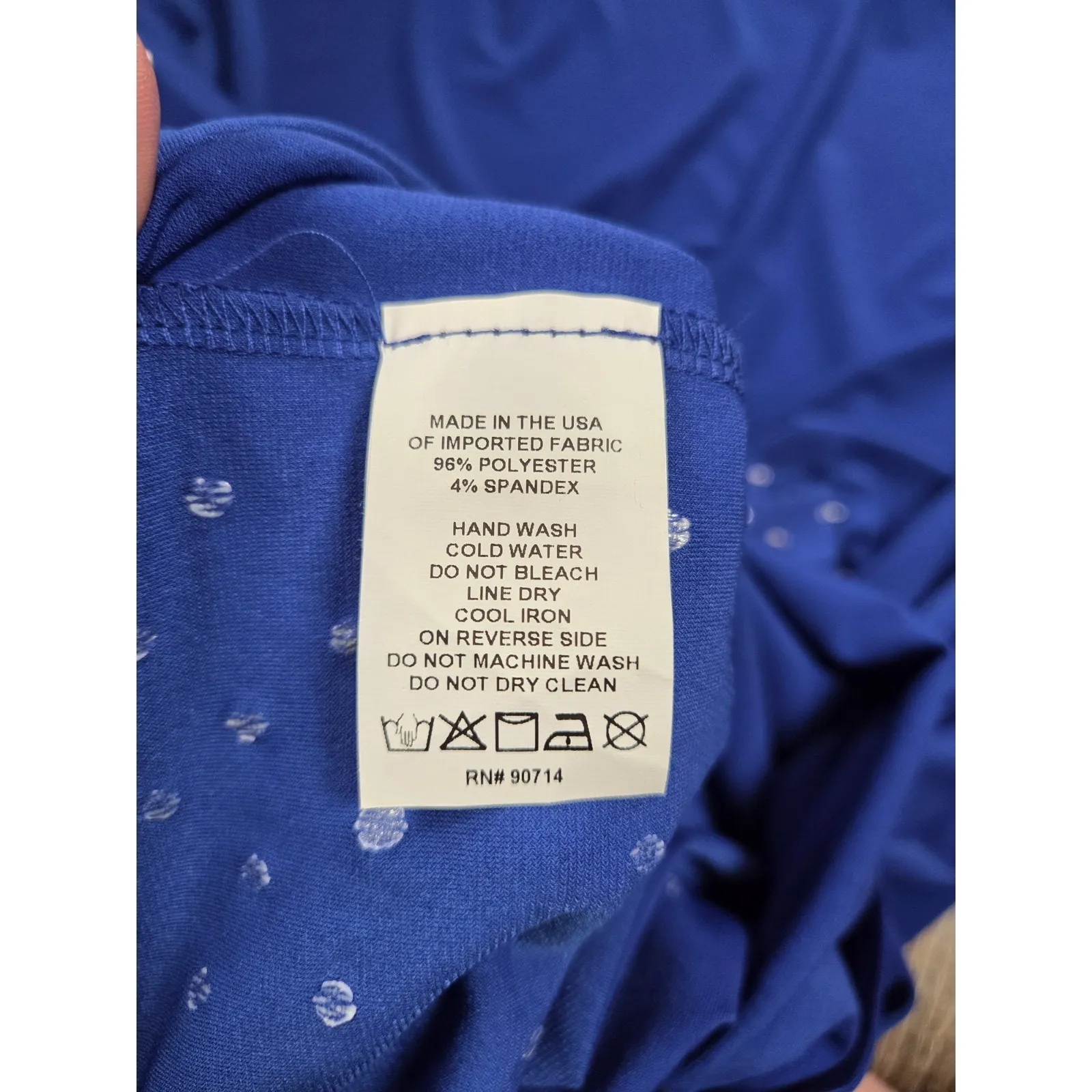 Chaus NY Royal Blue Stretchy Long Rhinestone Pearl Made USA Plus Size Dress 2X - Image 5