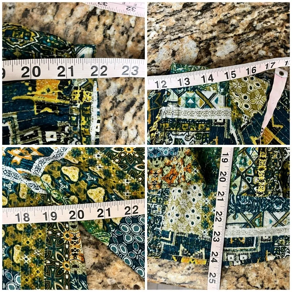 Jane + Delancey Patchwork Floral Peasant Blouse Green Boho Hippie Goblincore M - Image 6