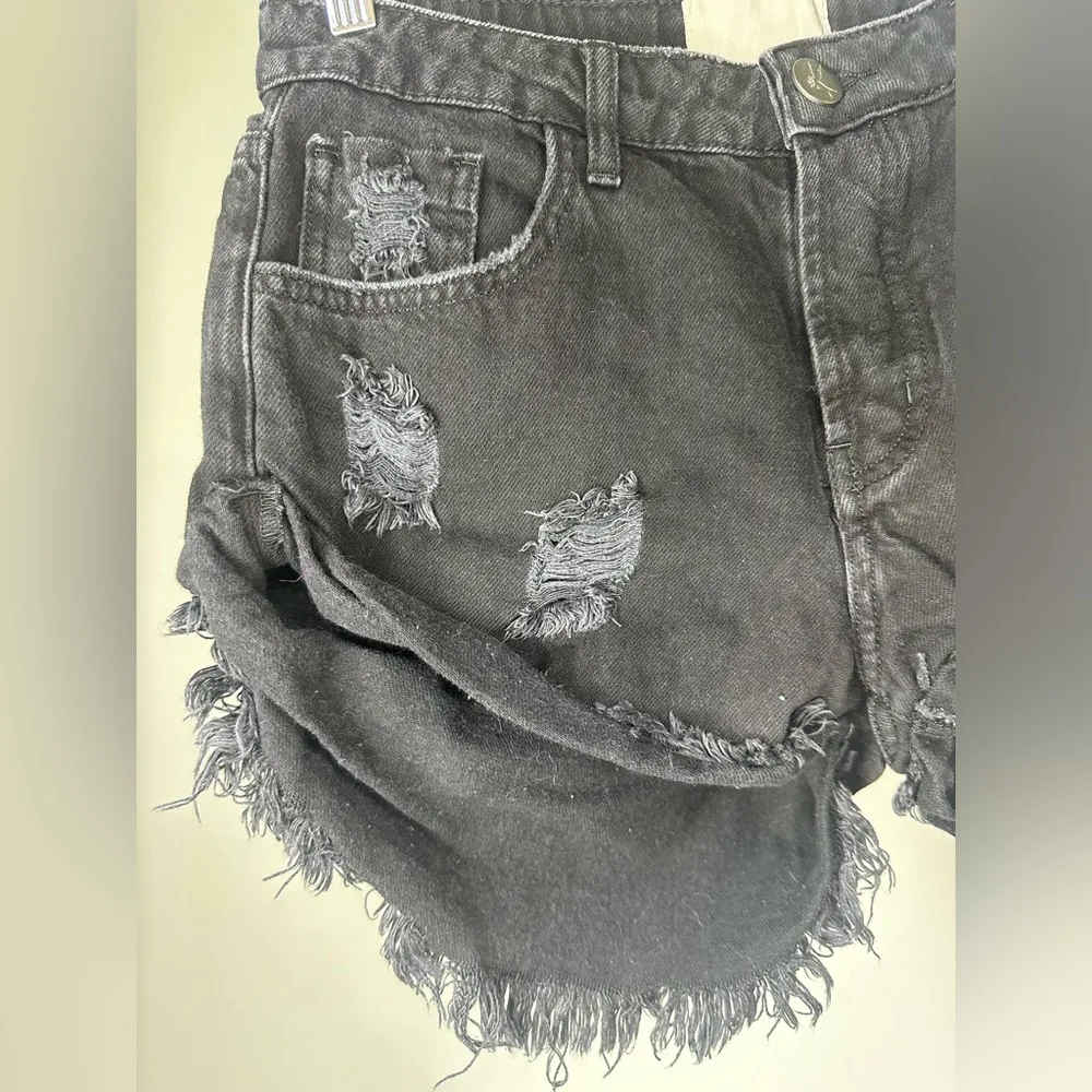 One Teaspoon BLACK BANDITS DENIM SHORTS Size 25 Slouchy Relaxed - Image 6