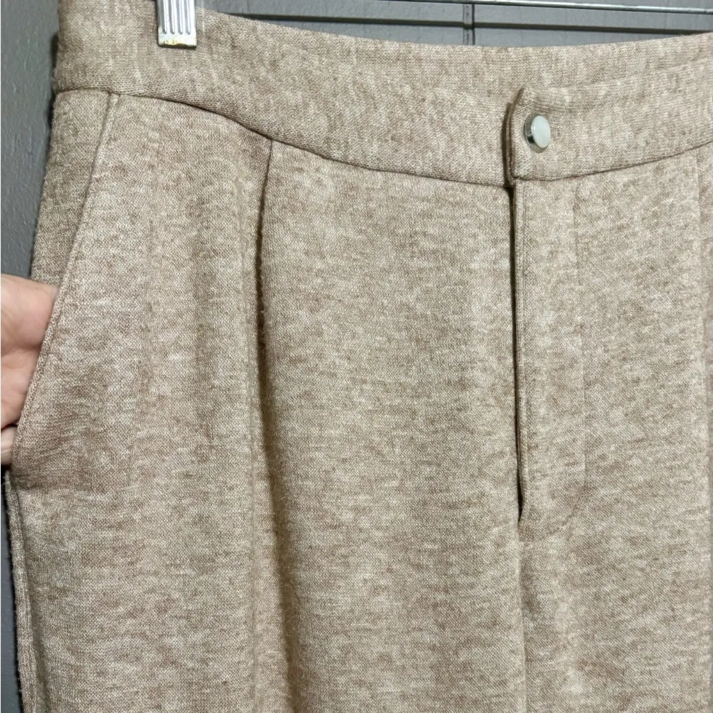 PAIGE Kara Knit Light Tan Wide-Leg Pants - Image 3