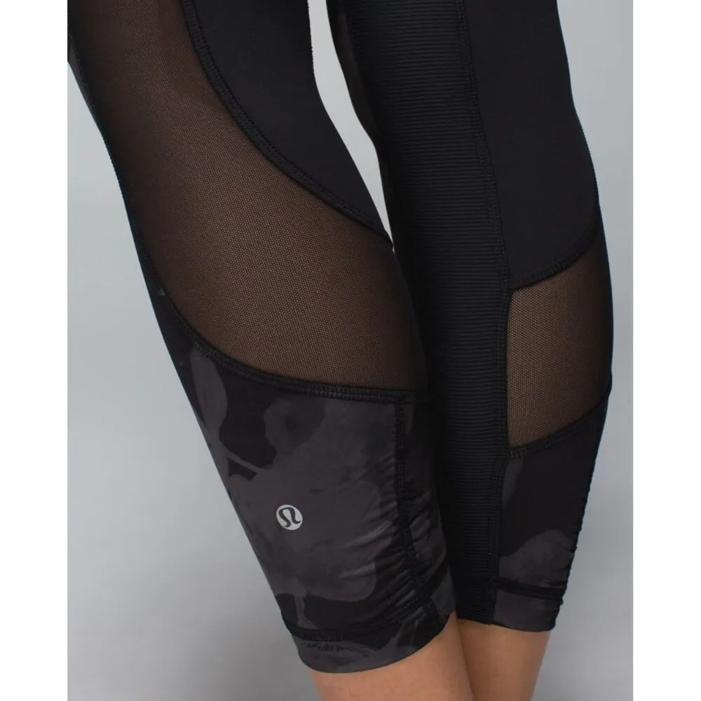 Lululemon Seek The Heat Crop Leggings Inky Floral Soot Black Womens Size 4 - Image 7