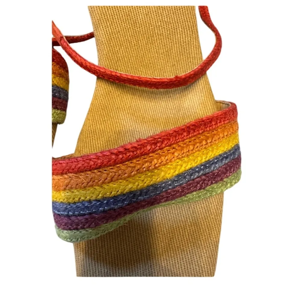 Jeffrey Campbell Rainbow Woven Ankle Strap Heeled Sandals Size 6 - Image 3