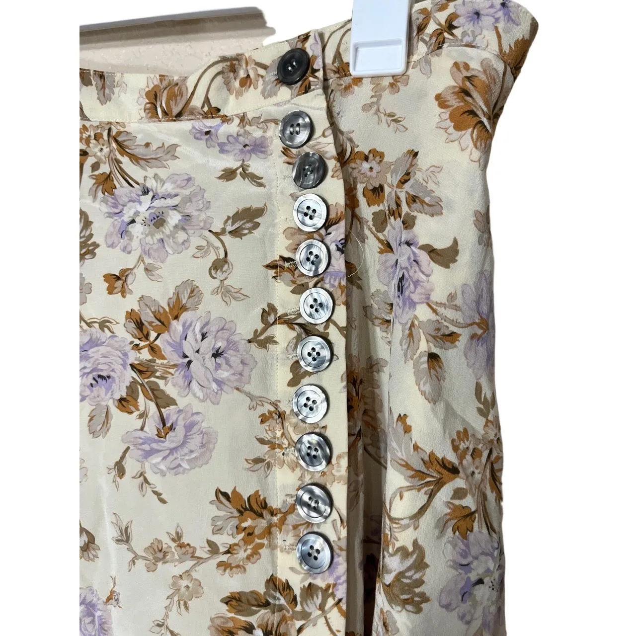 Vintage EVAN-PICONE Womens Skirt Size 20W Cream Floral Silk Elastic Waist‎ - Image 5