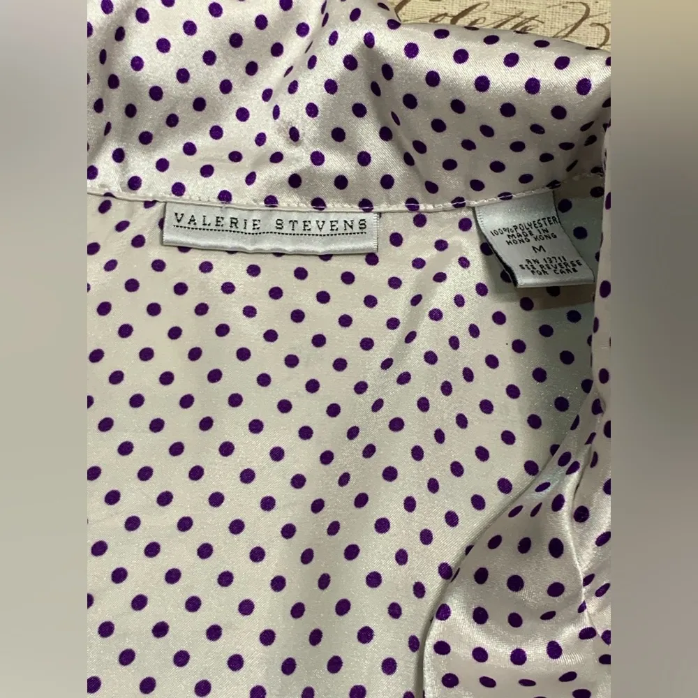 Valerie Stevens White with Purple Polka Dots Pajama Top - Image 7