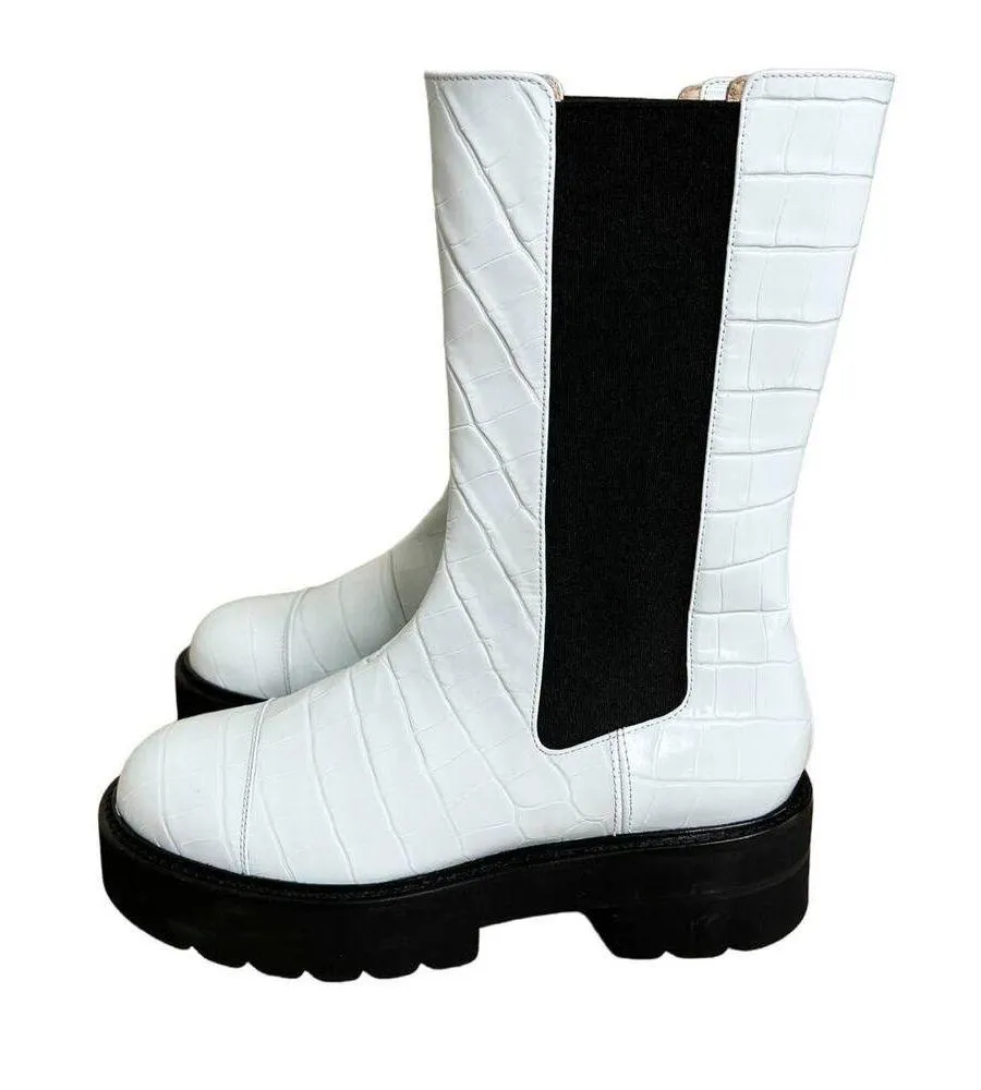 NEW Stuart Weitzman Presley Ultralift Lug Sole Croc Boot Light Blue US 8 EU 38.5 - Image 6