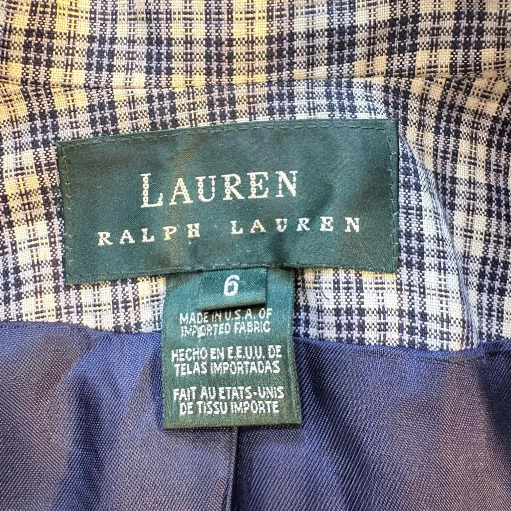 Vintage 90s Lauren Ralph Lauren Linen Plaid Tailored Blazer USA Size 6🧡 - Image 11