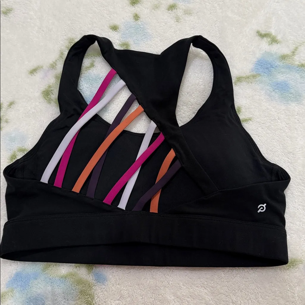 Peloton  Black Sports Bra with Multicolor Logo - Image 2