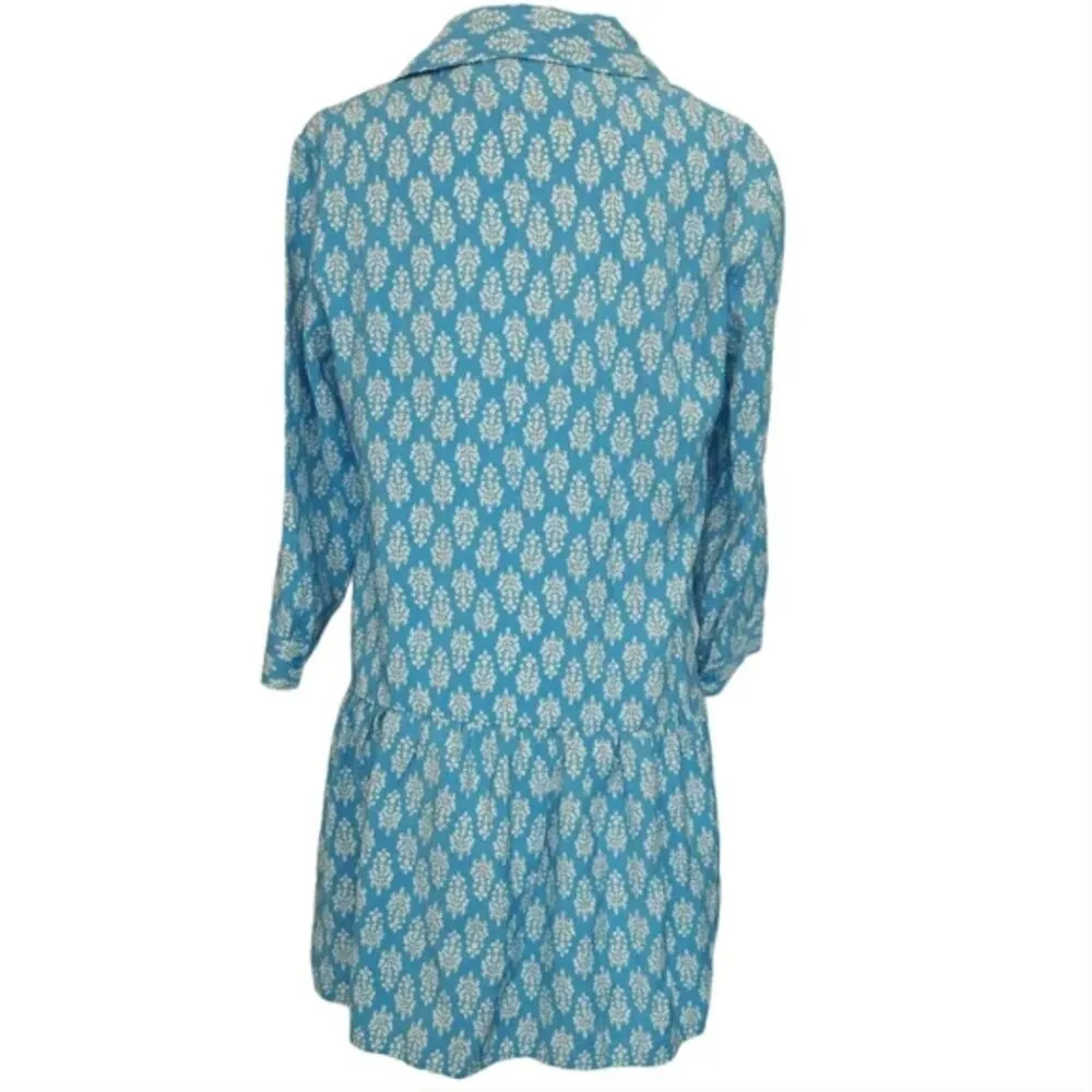 Zara The Carly Printed Mini Dress NWT L Blue Block Print - Image 9