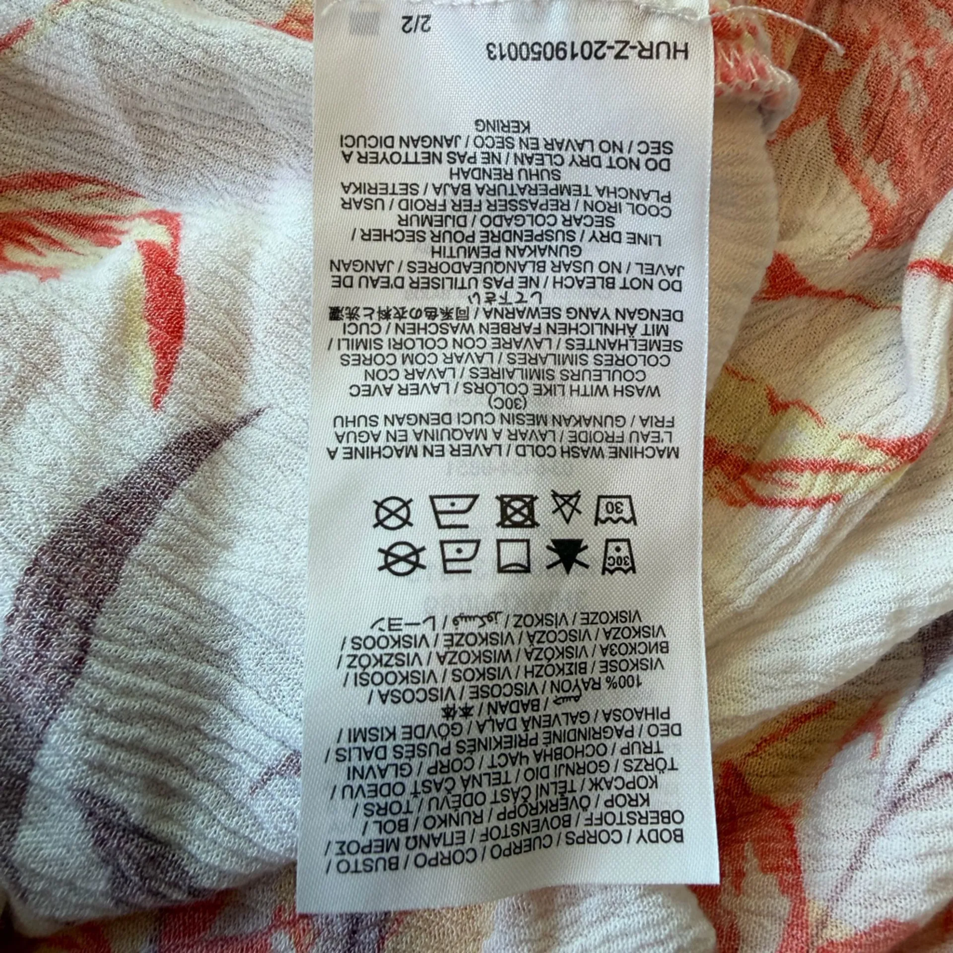 Hurley Floral Button Front Mini Dress Cream Coral Puff Sleeve Size Large - Image 12