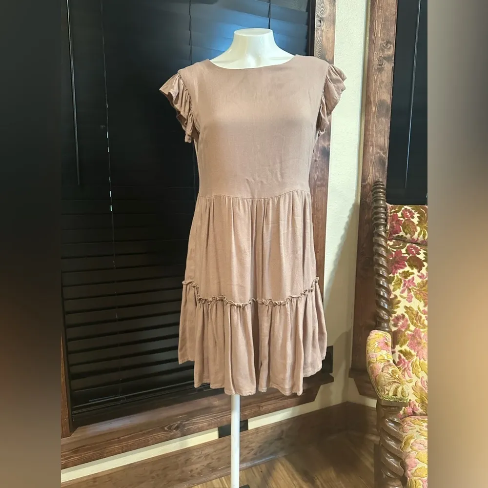 Her Entire Name Says Grace Brown Babydoll Dress Small Tan - Image 2