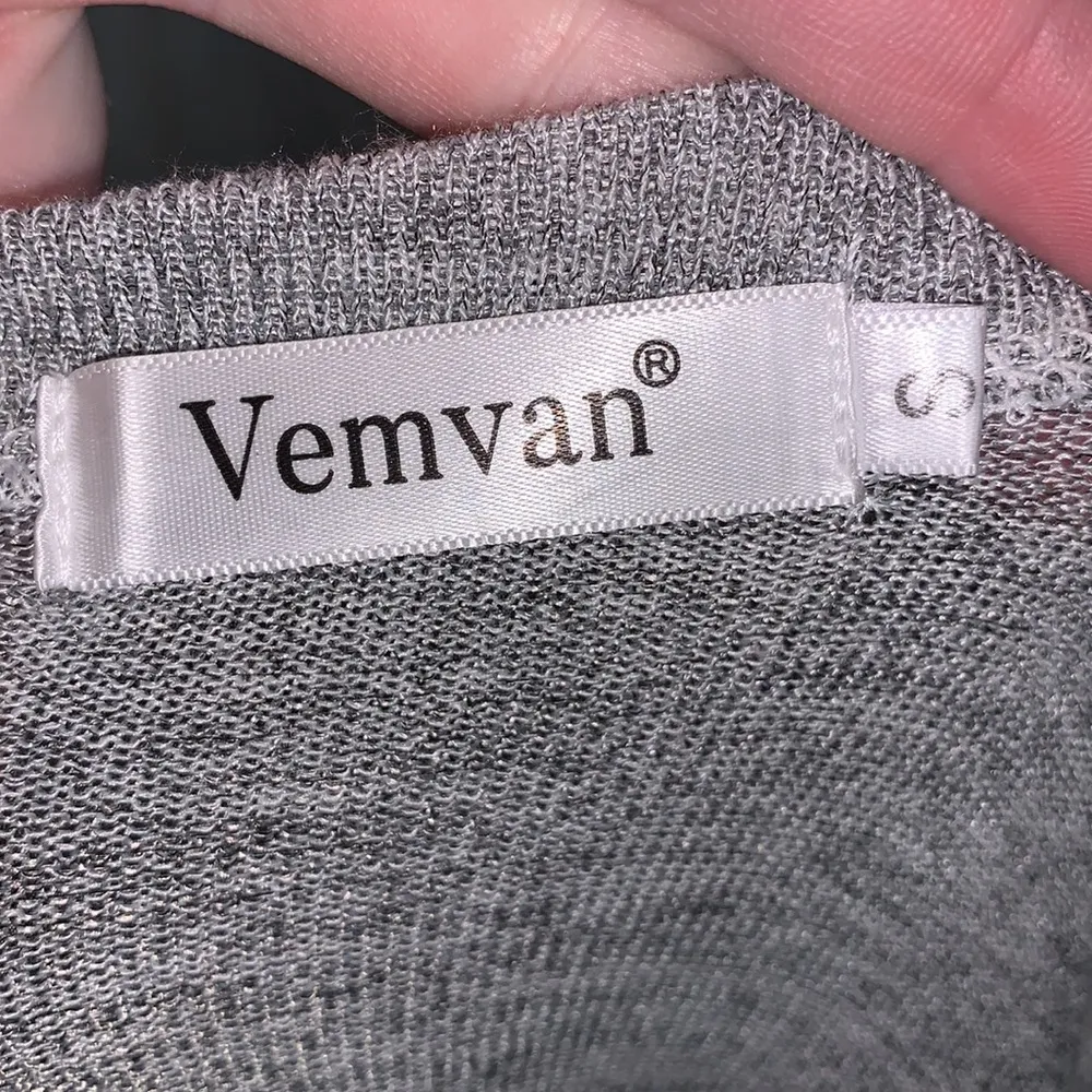 Vemvan grey & white striped stretchy long sleeve top - Image 5