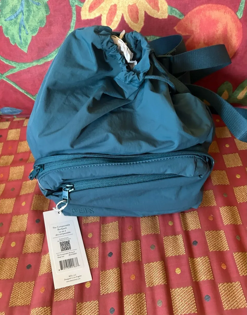 NWT Beis The Compactible Backpack in Deep Teal - Image 1
