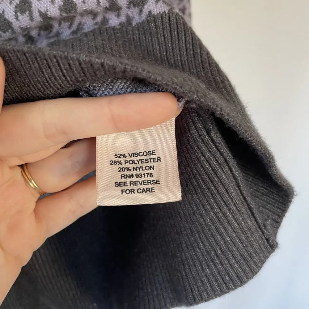 Philosophy Houndstooth Puff Sleeve Sweater Knit Purple Black Gray long sleeves - Image 5