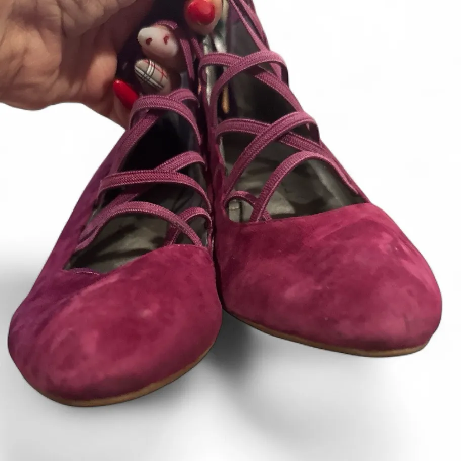 JEFFREY CAMPBELL PURPLE WEDGE POINTED TOE ELASTIC CAGE SHOES 8 - Image 7