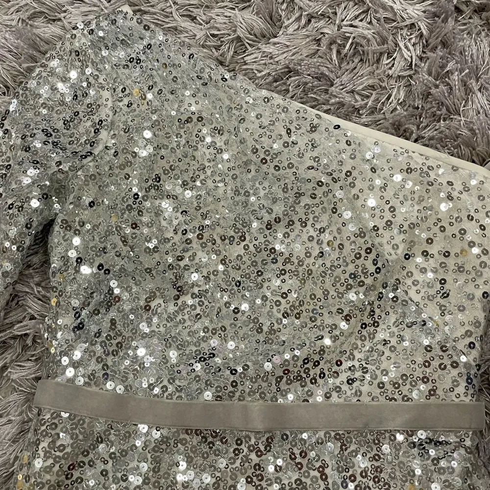 Marchesa Notte Sequin Velvet Trimmed One Sleeve 2 - Image 3