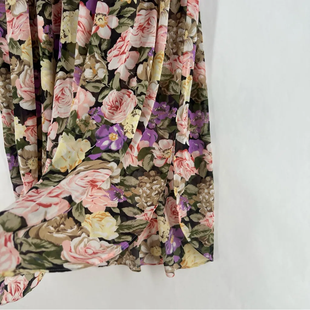 Natori Vintage Floral Semi Sheer Nightgown Dress‎ Lace Detail Long Maxi Kimono S - Image 7