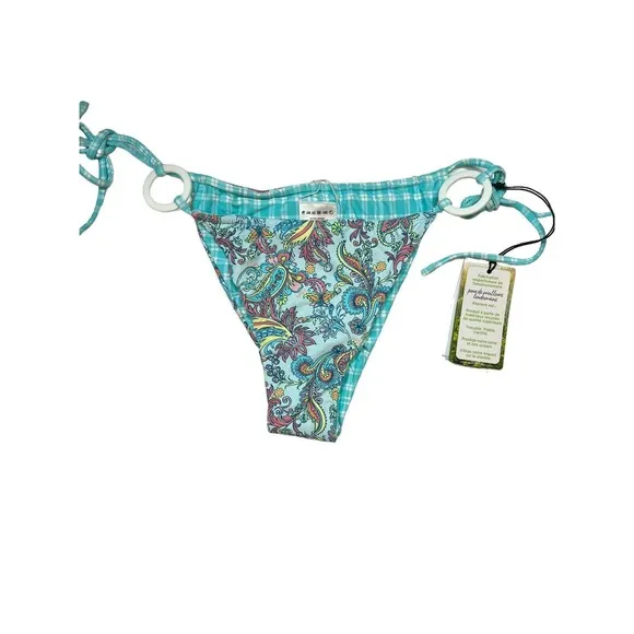 VDM The Label Ziggy Reversible Bottom Paisley Mint Check Medium New Blue - Image 4