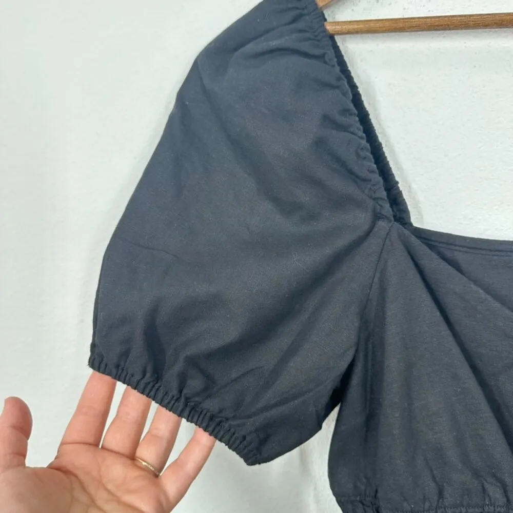 Treasure & Bond Nordstrom Black Puff Sleeve Babydoll Sweetheart Neckline Blouse - Image 4