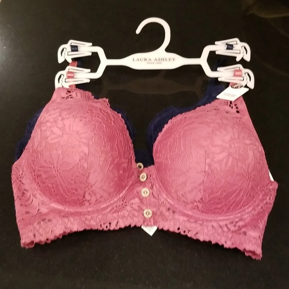 đź’•LAURA ASHLEYđź’• 2 Pack Bras ~ Pink & Blue Lace 34C NWT - Image 3