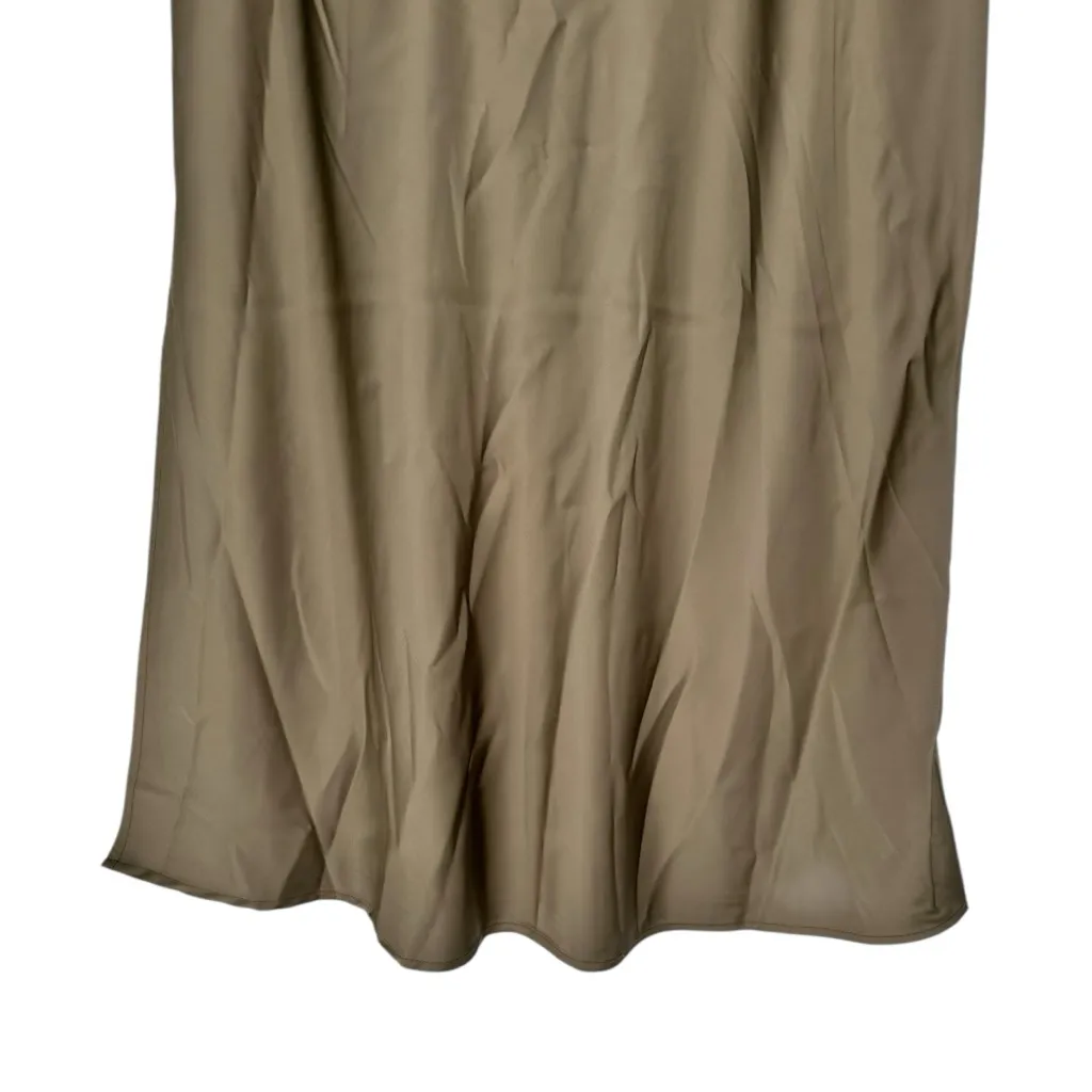 House of Harlow Olive Drab Satin Slip Skirt with Slit size Medium NWT Midi Green - Image 6