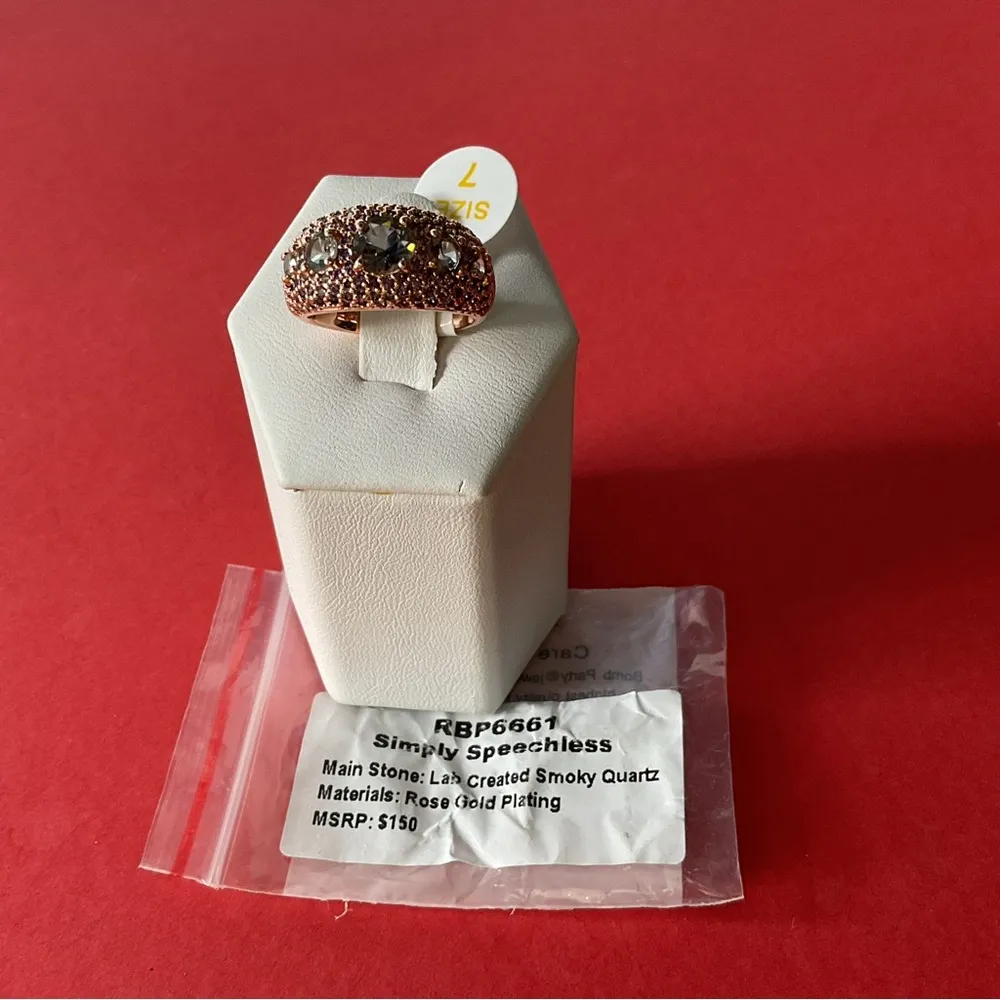 Bomb Party RBP6661 “Simply Speechless” LC Quartz on Rose Gold Size 7 Ring NWT - Image 4