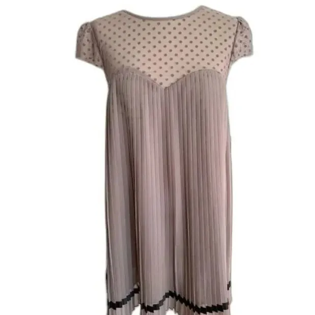 Victoria's Secret Pink Polka Dot Pleated Dress Short Sleeve Ruffle Trim Size S - Image 2