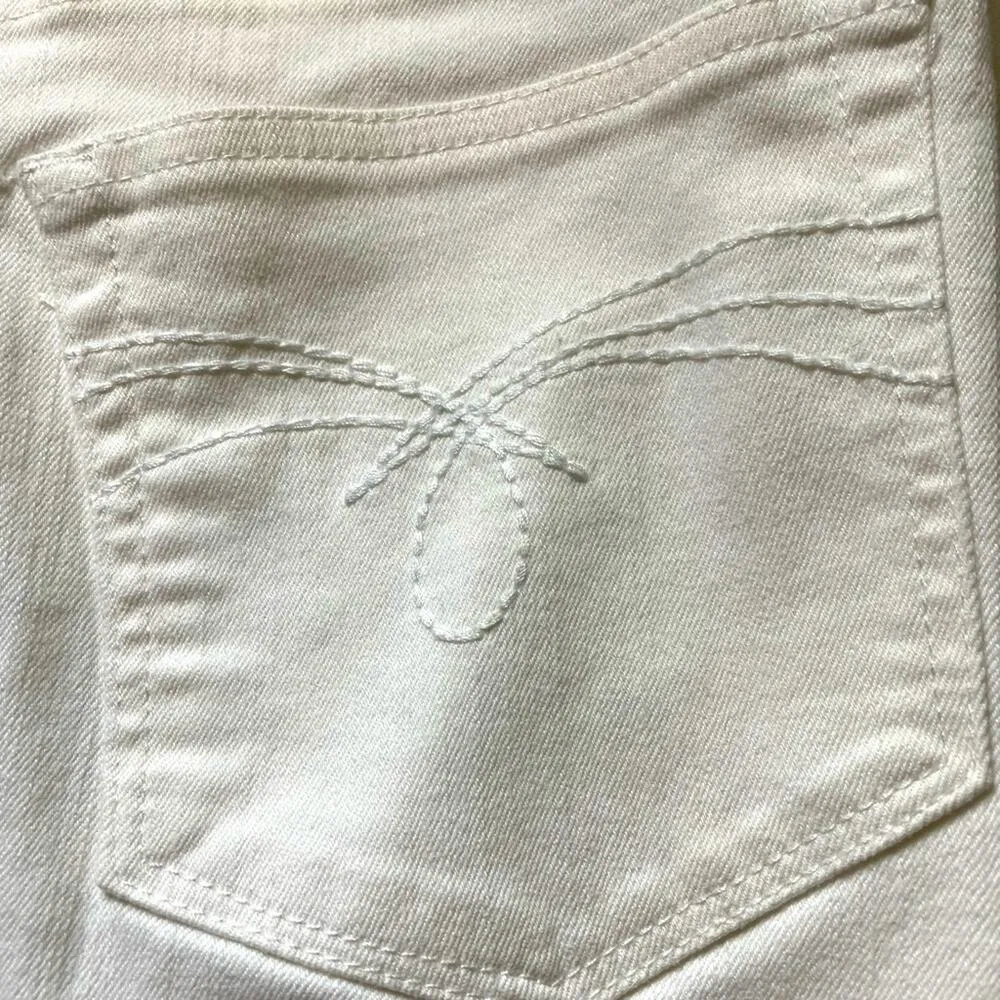 Christopher & Banks White Denim Riveted & Notched Capris Crop Pants size 16 - Image 3