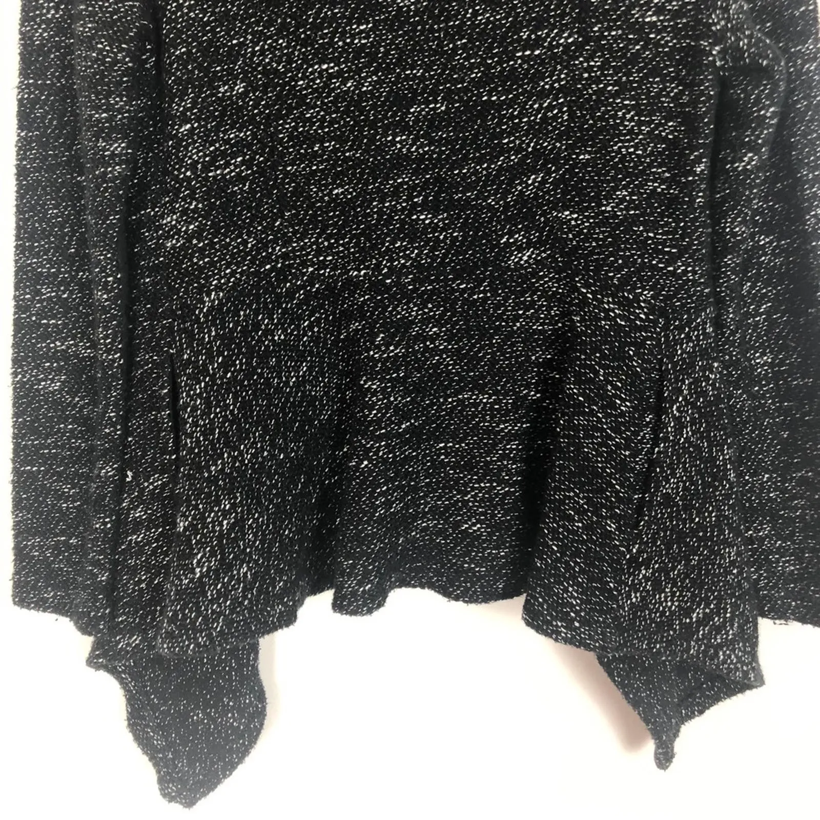 BNCI by Blanc Noir Tweed Drape Front Shawl Collar Cardigan Sweater Size Small Black - Image 10