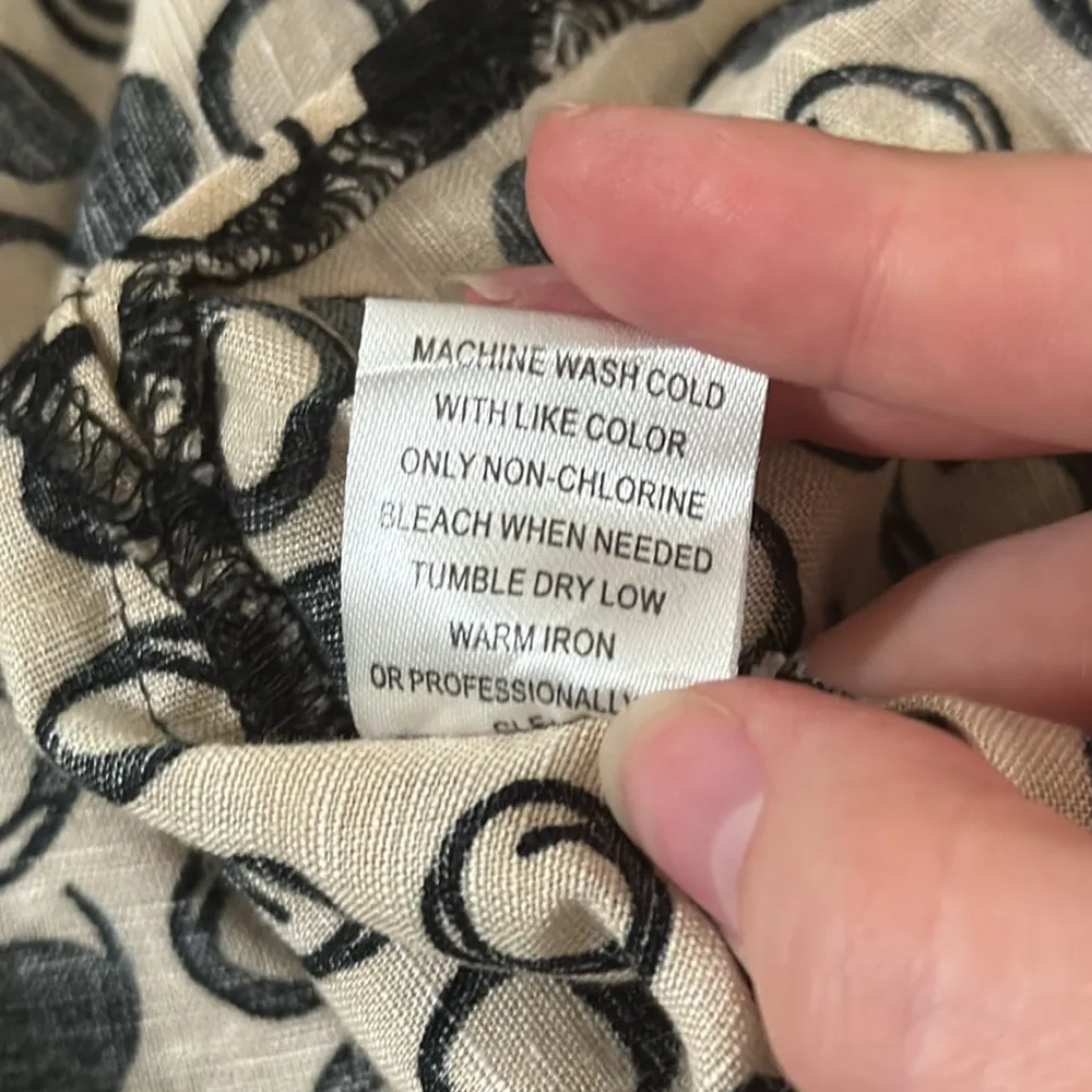 Harve Benard linen blend polka dot bottom down shirt neutral size 1X - Image 12