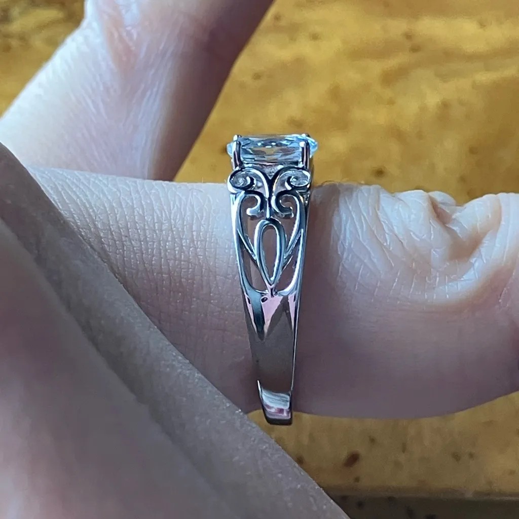 Natural Aquamarine Sterling Silver Ring Size 6.75 - Image 3
