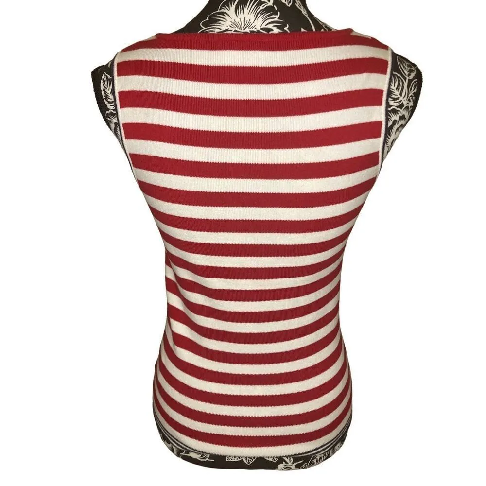 Faded Glory Lace Up Wide Strap Tank Top Sweater 4th Of July - Image 2