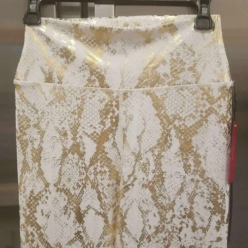 💕CARBON38💕 Metallic Snake Set Bra + High Rise Leggings ~ Cream/Gold Large NWT - Image 11