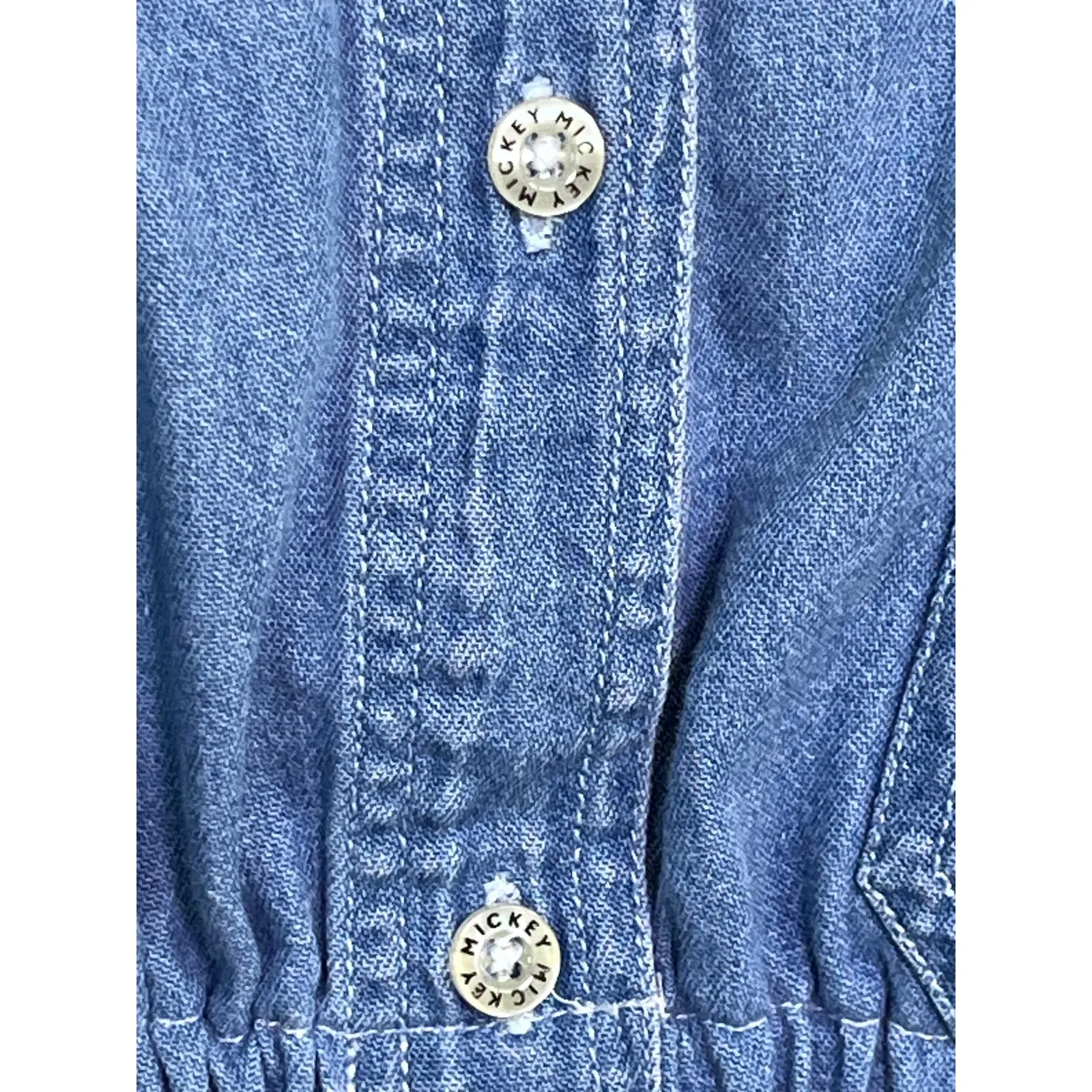 Vintage Mickey Unlimited Cropped Denim Shirt L 90s Disney Jerry Leigh Blue Size L - Image 7